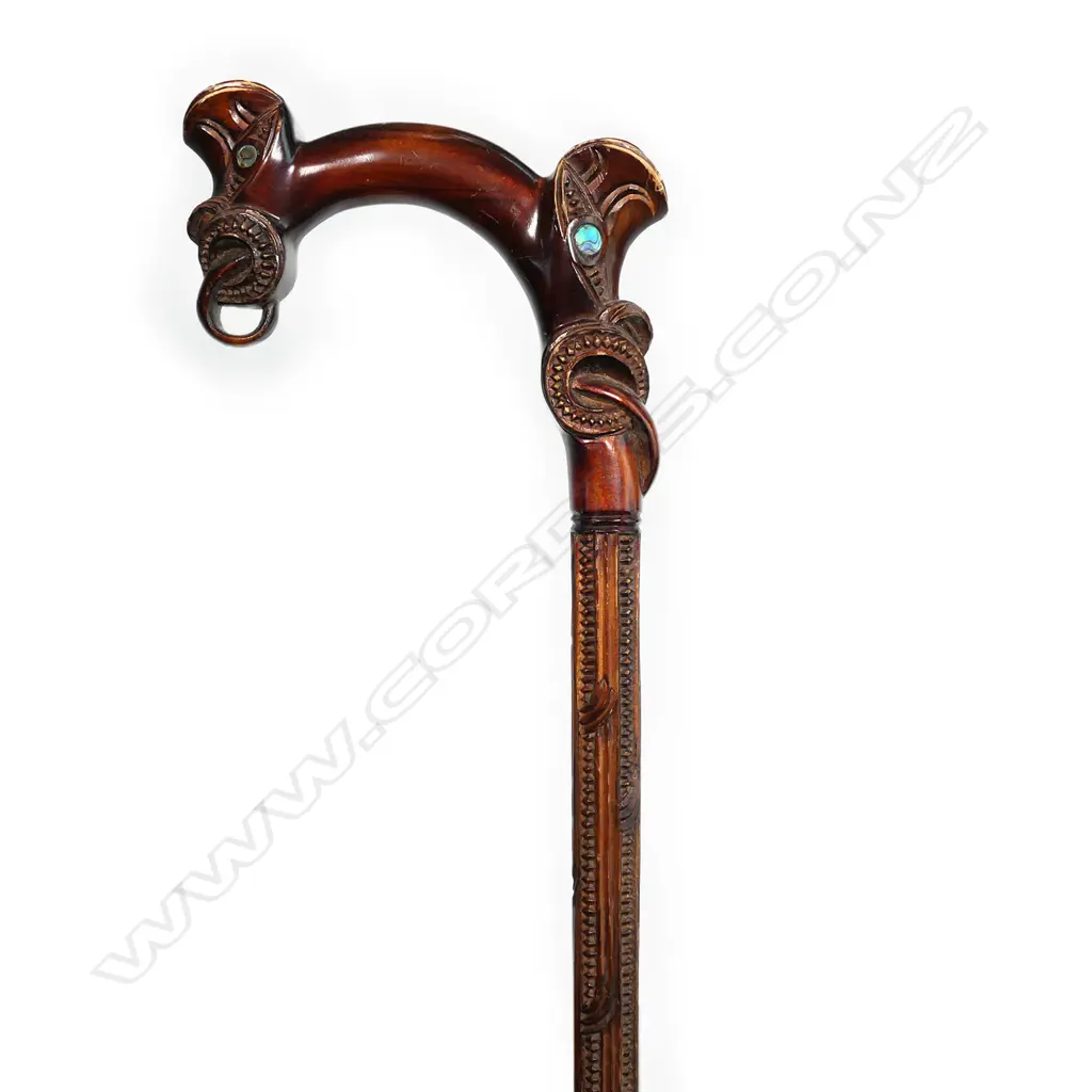 A Māori carved walking stick, Image 1++
